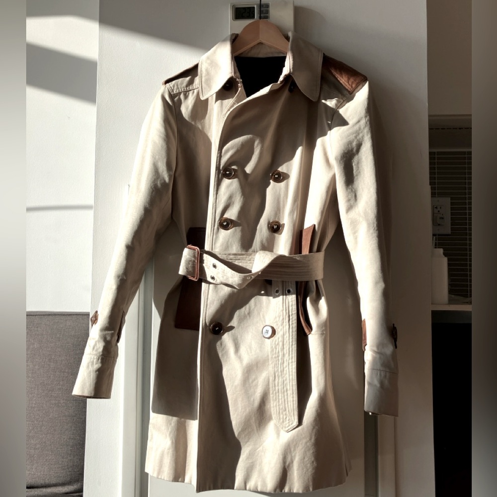 Sandro Trench Coat with leather Detail
